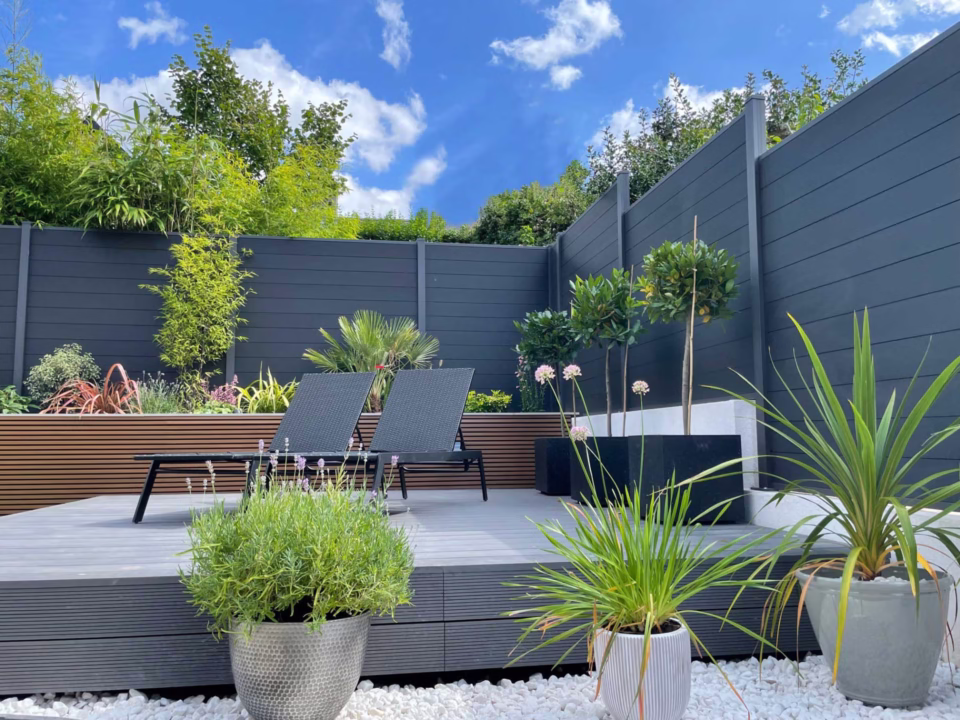 MH Grey decking and charcoal fence